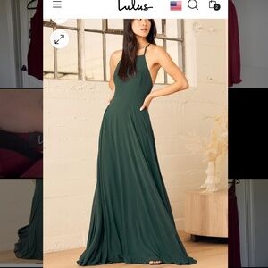 Lulus Mythical Kind of Love Dark Green Maxi Dress - NWT